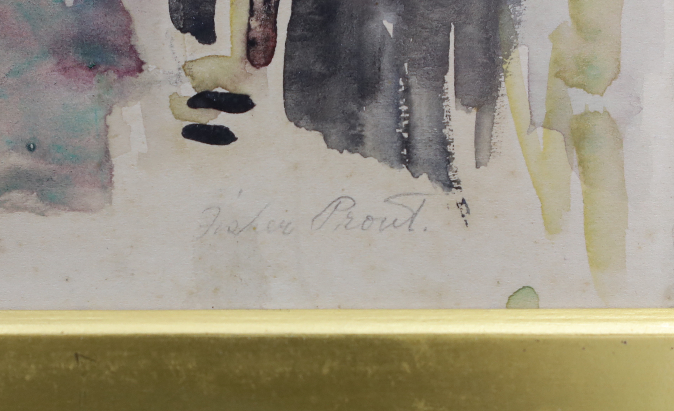 Margaret Fisher Prout ARA (1875-1963), watercolour, Portrait of an artist, signed, inscribed verso, purchased Studio Sale 11th November 1986, Philips, 22 x 30cm
